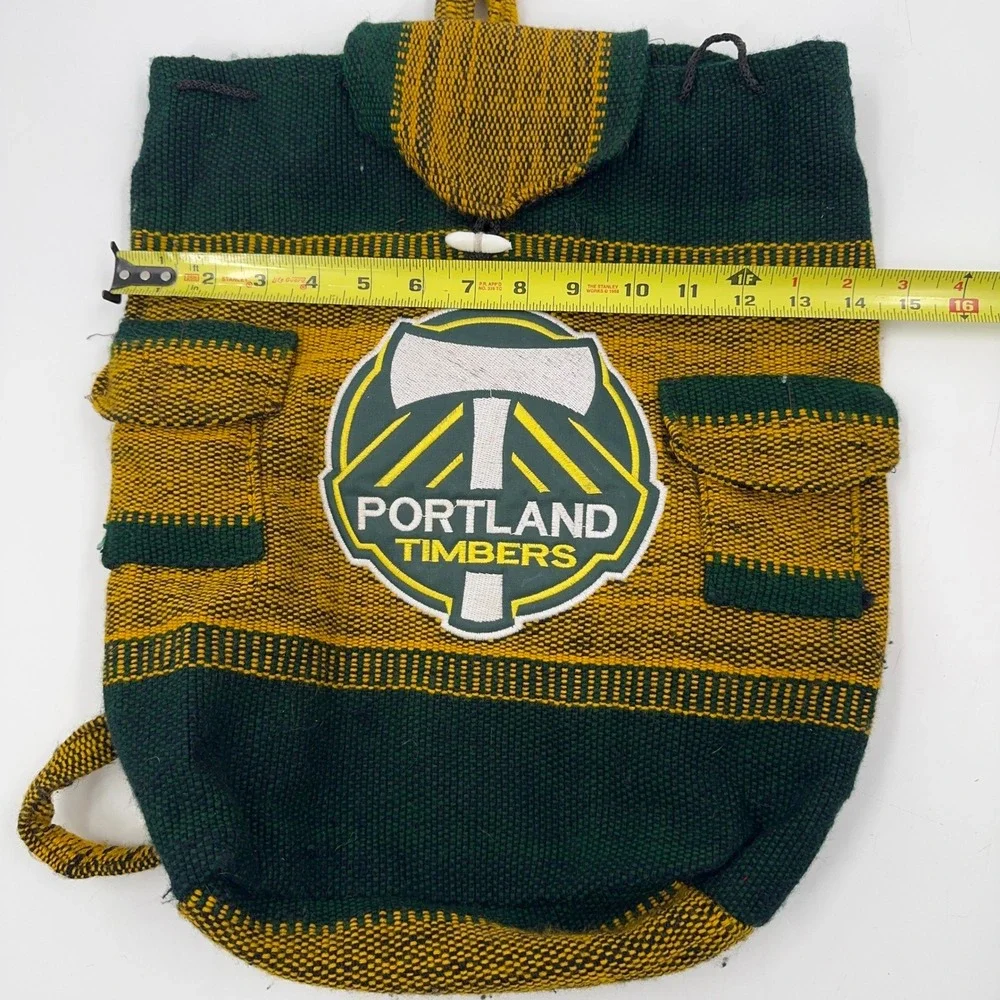 Portland Timbers Backpack Unisex Small‎ Green Yellow Woven Boho Patch